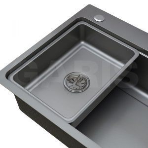 Chậu rửa inox 1 hố to tích hợp hố phụ rời GST1175