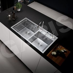 Bồn rửa chén 2 hố lệch thoát tròn GST2282