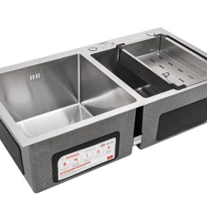 Chậu rửa bát 2 hố lệch HM 8245 - 615 inox 304 - Picenza