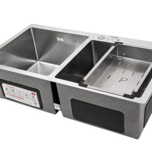 Chậu rửa bát 2 hố lệch HM 8245 - 615 inox 304 - Picenza