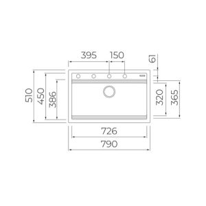 Chậu đá lắp nổi - 1 hộc rửa - Nova 80 WS-TG 1B