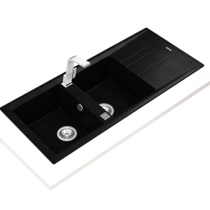 Chậu đá lắp nổi - 2 hộc rửa và 1 bàn chậu - Stone 80 B-TG 2B 1D