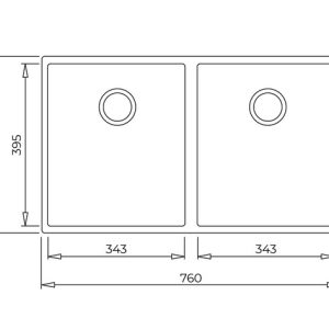 Chậu rửa lắp âm - 2 hộc rửa - Square 2B 760 TG