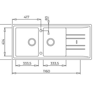 Chậu đá lắp nổi - 2 hộc rửa và 1 bàn chậu - Stone 80 B-TG 2B 1D