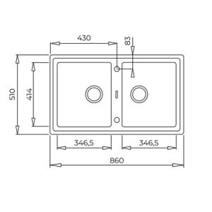 Chậu đá lắp nổi - 2 hộc rửa - STONE 90 B-TG 2B