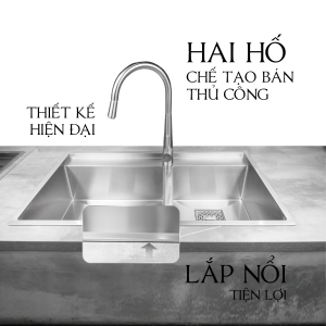 Chậu rửa chén 2 hố Inox 304 kích thước 86 cm