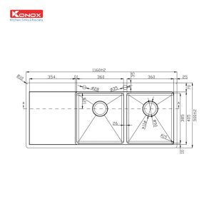 Chậu rửa bát Workstation Sink – Topmount Sink KN11650TD – Bàn tráiSiphon, thớt gỗ, roll mat