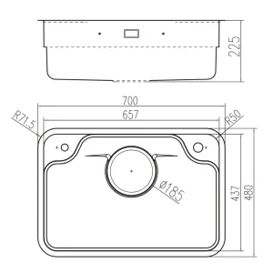 CHẬU RỬA BÁT 1 HỐ NOBINOX LIKEN 770D