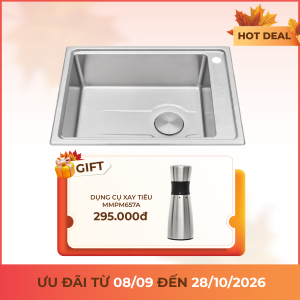 Chậu rửa chén 1 hố Inox 304 kích thước 66 cm – lắp âm hoặc lắp nổi