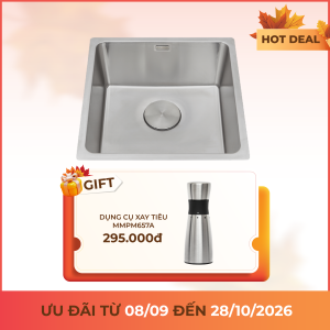 Chậu rửa chén 1 hố Inox 304 kích thước 44 cm – lắp âm hoặc lắp nổi