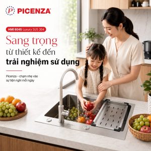 Chậu rửa bát 1 hố Handmade HM 6045 Luxury SUS 304 - Picenza