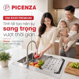 Chậu rửa bát, bồn rửa chén 1 hố dòng HM 6045 Premium Picenza