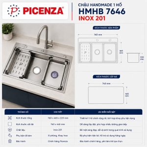 Chậu Handmade 1 hố HMHB 7646