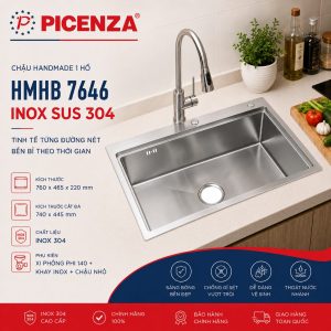 Chậu Handmade 1 hố HMHB 7646 SUS 304