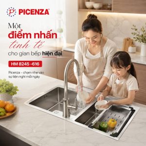 Chậu rửa bát Handmade 2 hố cân HM 8245 - 616 Picenza