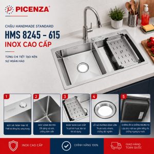 Bồn rửa chén Standard inox cao cấp HMS 8245 – 615 Picenza