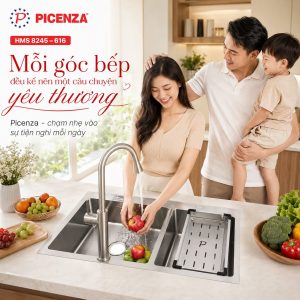 Chậu rửa bát inox cao cấp HMS 8245 - 616 Picenza