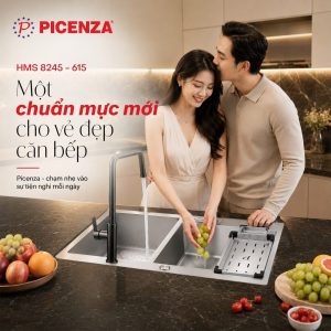 Chậu rửa bát 2 hố lệch Standard inox SUS 304 HMS 8245 – 615