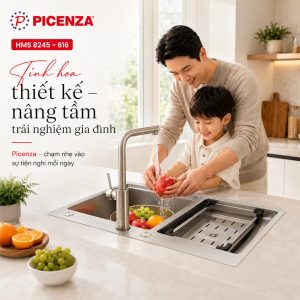Chậu rửa bát 2 hố inox SUS 304 HMS 8245 – 616 Picenza
