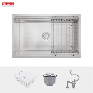 Chậu rửa bát chống xước Workstation Sink – Undermount Sink KN7044SU DekorSiphon, giá úp bát inox