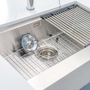 Chậu rửa bát Workstation Sink – Apron Sink KN8051AS RettaSiphon, thớt gỗ, roll mat, colander, bottom grid