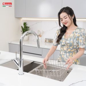 Chậu rửa bát chống xước Workstation Sink – Undermount Sink KN8646DU DekorSiphon, giá úp bát inox, thớt inox