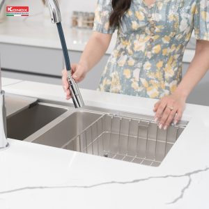 Chậu rửa bát chống xước Workstation Sink – Undermount Sink KN8646DU DekorSiphon, giá úp bát inox, thớt inox