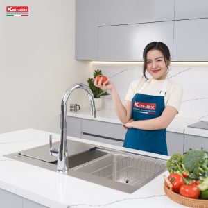 Chậu rửa bát chống xước Workstation Sink – Topmount Sink KN8651TD DekorSiphon, thớt inox, giá úp bát inox
