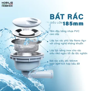 CHẬU RỬA BÁT 1 HỐ NOBINOX LIRA NJ580D