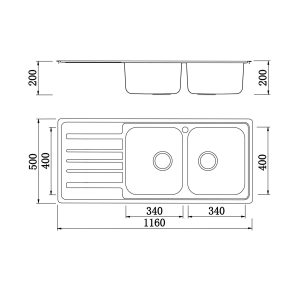 Chậu rửa bát European sink Artusi KS11650 1D – Bàn tráiSiphon, giá úp bát inox
