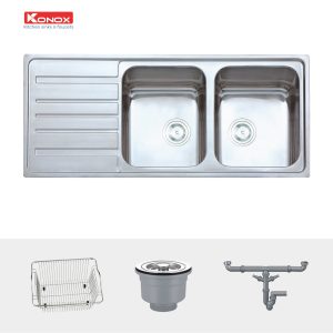 Chậu rửa bát European sink Artusi KS11650 1D – Bàn tráiSiphon, giá úp bát inox