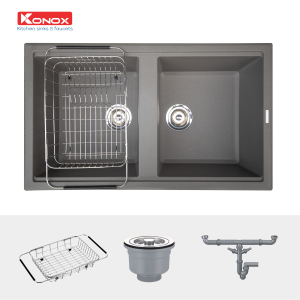 Chậu rửa bát Granite Sink Phoenix 860 – GreySiphon, giá úp bát inox