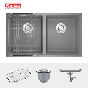 Chậu rửa bát Granite Sink Veloci 760D – GreySiphon, giá úp bát inox