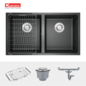 Chậu rửa bát Granite Sink Veloci 760D – BlackSiphon, giá úp bát inox