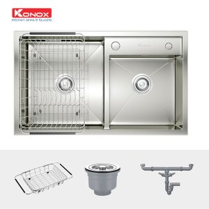 Chậu rửa bát Overmount Sink KN7847DOSiphon, giá úp bát inox