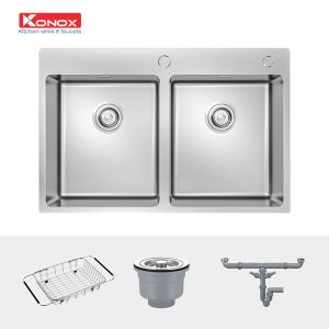 Chậu rửa bát Topmount Sink Unico 7650Siphon, giá úp bát inox