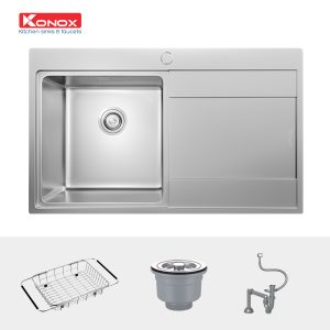 Chậu rửa bát Topmount Sink Unico 8652Siphon, giá úp bát inox