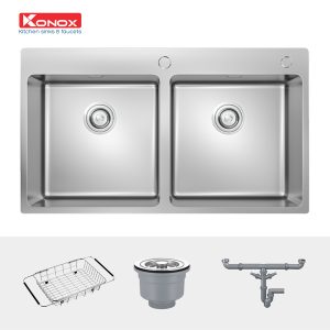 Chậu rửa bát Topmount Sink Unico 8850Siphon, giá úp bát inox