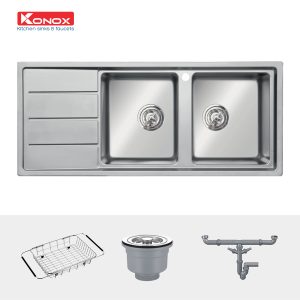 Chậu rửa bát Turkey sink Beta 1160 – Bàn tráiSiphon, giá úp bát inox