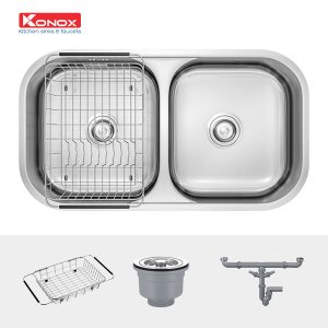Chậu rửa bát Undermount Sink KN8246DUASiphon, giá úp bát inox