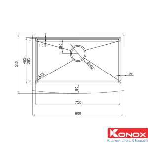 Chậu rửa bát Workstation Sink – Apron Sink KN8051AS CurveSiphon, thớt gỗ, roll mat, colander, bottom grid