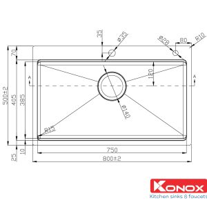 Chậu rửa bát Workstation Sink – Topmount Sink KN8050TSSiphon, thớt gỗ, roll mat