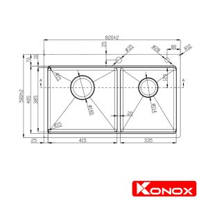 Chậu rửa bát Workstation Sink – Topmount Sink KN8250TDSiphon, thớt gỗ, roll mat