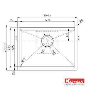 Chậu rửa bát Workstation Sink – Undermount Sink KN6046SUSiphon, thớt gỗ, roll mat
