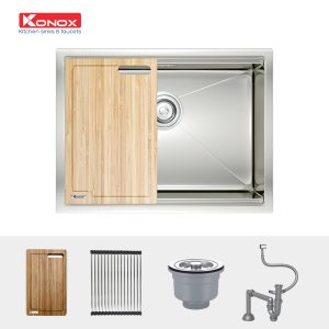 Chậu rửa bát Workstation Sink – Undermount Sink KN6046SUSiphon, thớt gỗ, roll mat