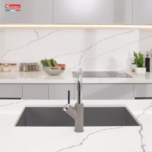 Chậu rửa bát Granite Sink Naros 760S – GreySiphon, giá úp bát inox