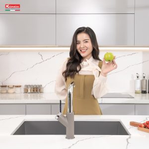 Chậu rửa bát Granite Sink Naros 760S – GreySiphon, giá úp bát inox
