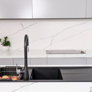 Chậu rửa bát Granite Sink Livello Smart 1160 – BlackSiphon, giá úp bát inox