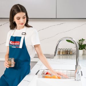 Chậu rửa bát Granite Sink Livello Smart 1160 – White SilverSiphon, giá úp bát inox