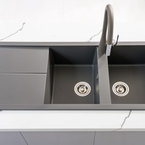 Chậu rửa bát Granite Sink Livello Smart 1160 – GreySiphon, giá úp bát inox